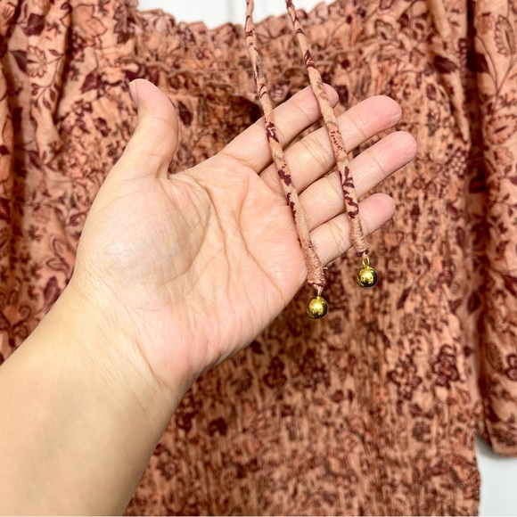 New FREE PEOPLE Smock It To Me Minidress in Apricot Combo Size M - Picture 11 of 16